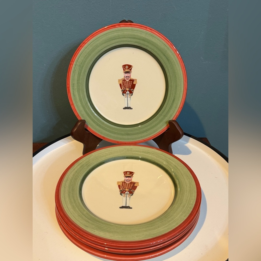 Set of 4 Christopher Radko Christopher’s Trees Nutcracker Salad/Dessert Plates